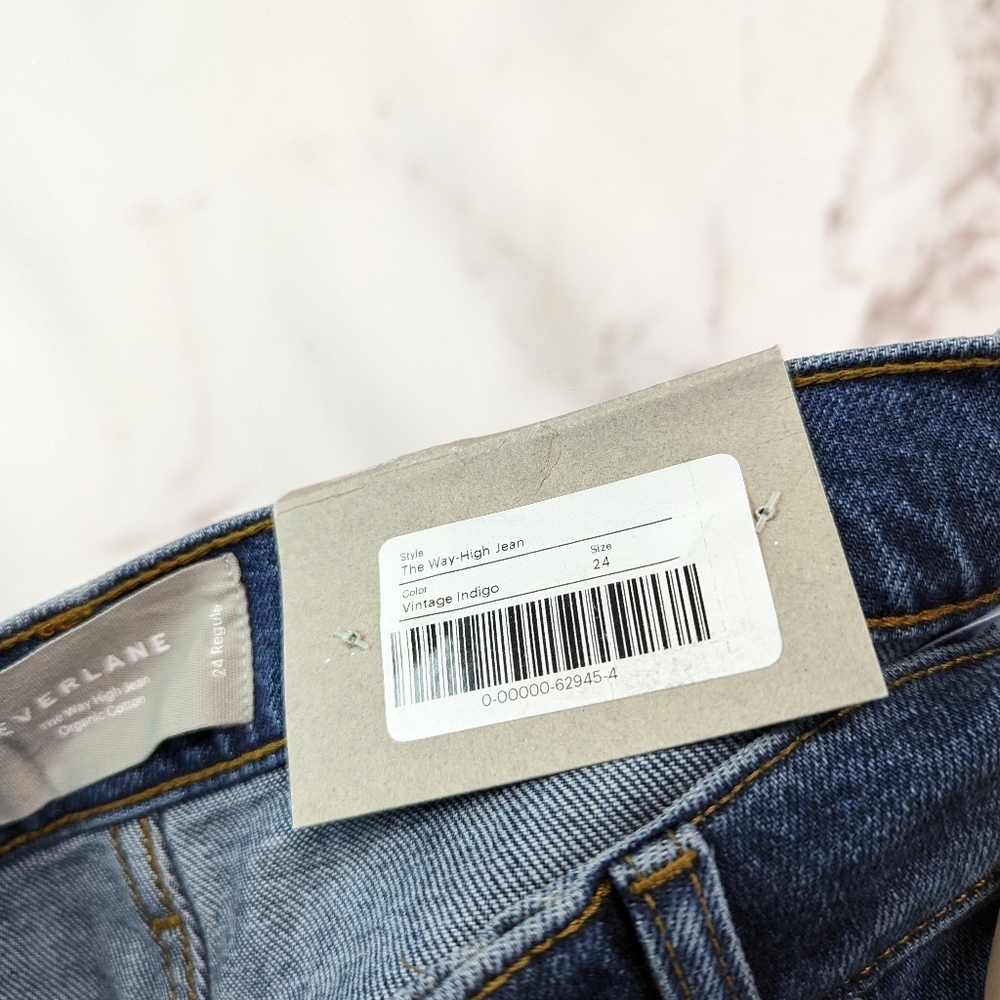 Everlane The Way High Jean Dark Wash Denim Straight Zip Fly Regular - Picture 10 of 11
